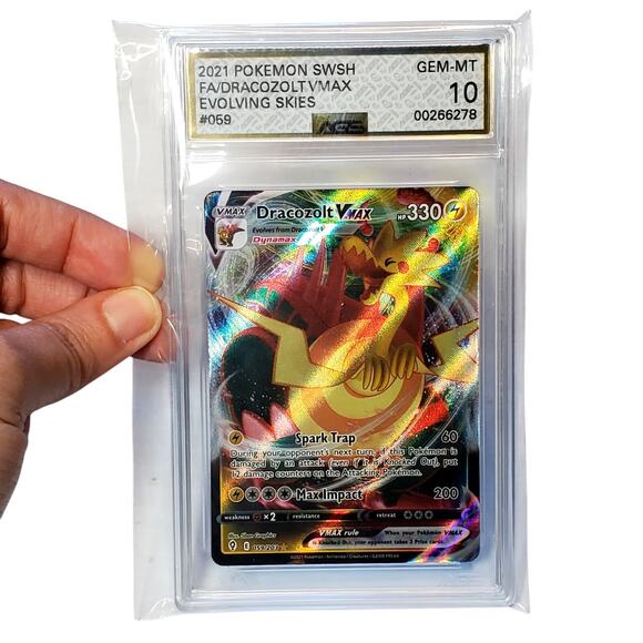 AGC Graded 10 Dracozolt VMAX 059/203 Evolving Skies Pokemon Card - Picture 1 of 3